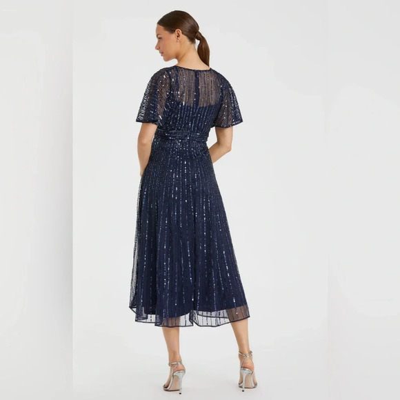 MAC DUGGAL A Line Embellished Short Sleeve Dress NWT Style 14007 - Picture 3 of 8